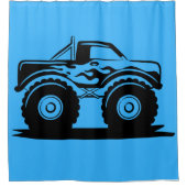 ライトブルーとブラックモンスタートラックシャワーカーテン シャワーカーテン (正面)