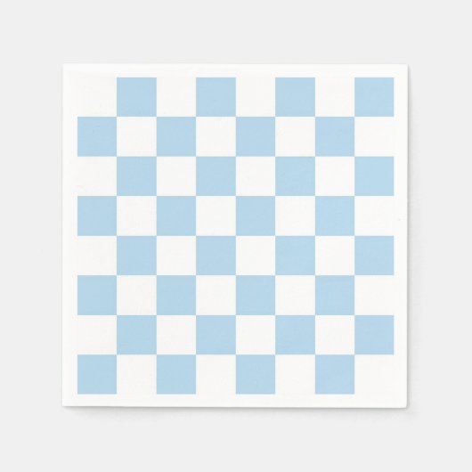 ライトブルーとホワイトのチェック柄 スタンダードカクテルナプキン (正面)