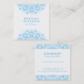 ライトブルーとホワイトのフローラ曼荼羅 スクエア名刺 (正面/裏面)