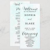 ライトブルーとホワイトのモダン結婚式 プログラム (正面/裏面)