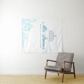 ライトブルーとホワイトのレースのキンセアニエラ用背景 タペストリー (インサイチュ(横))