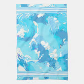 ライトブルーとホワイトの抽象芸術ストライプの キッチンタオル (縦)