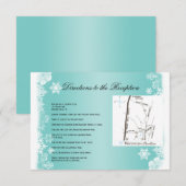 ライトブルーとホワイトの雪の結晶 ウェディングプラン エンクロージャーカード (正面/裏面)