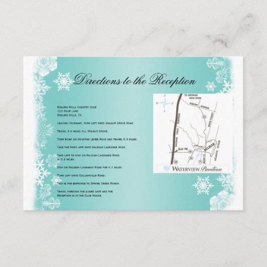 ライトブルーとホワイトの雪の結晶 ウェディングプラン エンクロージャーカード (正面)