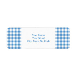ライトブルーとホワイトギンガムパターン住所 シール