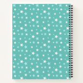ライトブルーとホワイトスターズティール（緑がかった色）ノート ノートブック (裏面)