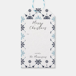 ライトブルーとホワイトスノーフレークカスタム ギフトタグ