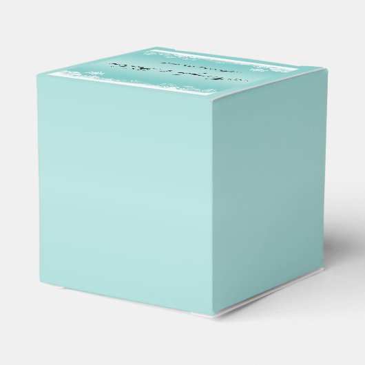 ライトブルーとホワイトスノーフレーク結婚式の引き出物ボックス フェイバーボックス (裏面サイド)