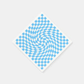 ライトブルーとホワイトチェッ市松模様にカーボードパターン スタンダードカクテルナプキン (角)