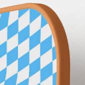 ライトブルーとホワイトチェッ市松模様にカーボードパターン ピックルボールラケット (左詳細)