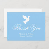 ライトブルーとホワイトハト結婚ブのサンキューカード ポストカード (正面/裏面)