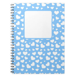 ライトブルーとホワイトバレンタインラブハート ノートブック