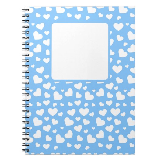 ライトブルーとホワイトバレンタインラブハート ノートブック (正面)