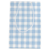 ライトブルーとホワイトプレイドパターン ミディアムペーパーバッグ (裏面)