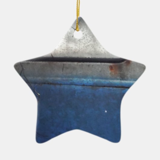 ライトブルーとホワイトヴィンテージトラック セラミックオーナメント (正面)