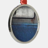 ライトブルーとホワイトヴィンテージトラック メタルオーナメント (右)