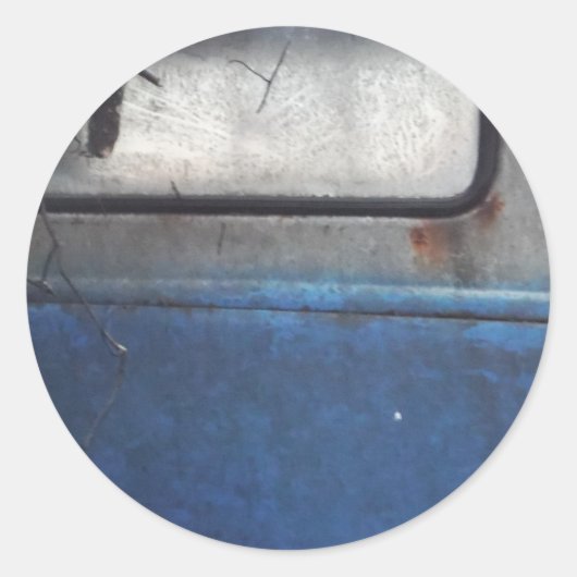 ライトブルーとホワイトヴィンテージトラック ラウンドシール (正面)