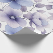 ライトブルーとラベンダーウォーターカラーフローラ ラッピングペーパー (角)