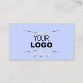 ライトブルーと白い金ゴールドの装飾の宝石とロゴ 名刺 (正面)