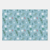 ライトブルーと白かわいい冬の雪 ラッピングペーパーシート (正面3)
