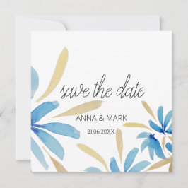 ライトブルーと金ゴールドの水色の花