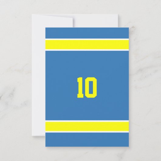 ライトブルーと金ゴールドチーム誕生日招待状 招待状 (裏面)