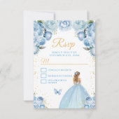 ライトブルーと金ゴールドブロンドヘアプリンセス 出欠カード (正面)