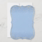 ライトブルーと金ゴールドプリンセスキンセアニェラ誕生日 招待状 (裏面)