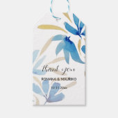 ライトブルーと金ゴールドワイルドフラワーウォータカラーアート ギフトタグ (正面)