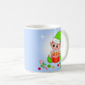 ライトブルーにクリスマスの妖精とクリスマスボール コーヒーマグカップ (正面右)