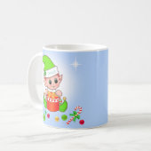 ライトブルーにクリスマスの妖精とクリスマスボール コーヒーマグカップ (正面左)