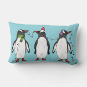 ライトブルーにフェスティバルのクリスマスペンギン3羽 ランバークッション (裏面)