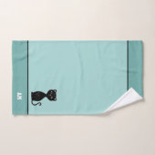 ライトブルーにブラックキャット&モノグラム バスタオルセット (ハンドタオル)