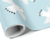 ライトブルーのかわいいカモメ ラッピングペーパー (ロールコーナー)