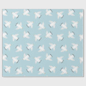 ライトブルーのかわいいカモメ ラッピングペーパー (フラット)