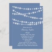 ライトブルーのきらきらライトのブライダルシャワーの招待状 招待状 (正面/裏面)