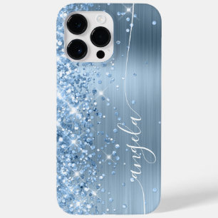 ライトブルーのきらめくゴージャスなシグネチャー Case-Mate iPhone 14 PRO MAXケース