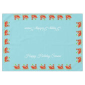 ライトブルーのそりに可愛いクリスマス小人 テーブルクロス (正面(横))