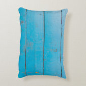 ライトブルーのアクアマリン新鮮なヴィンテージ木材ダスティフロ アクセントクッション (裏面(縦))