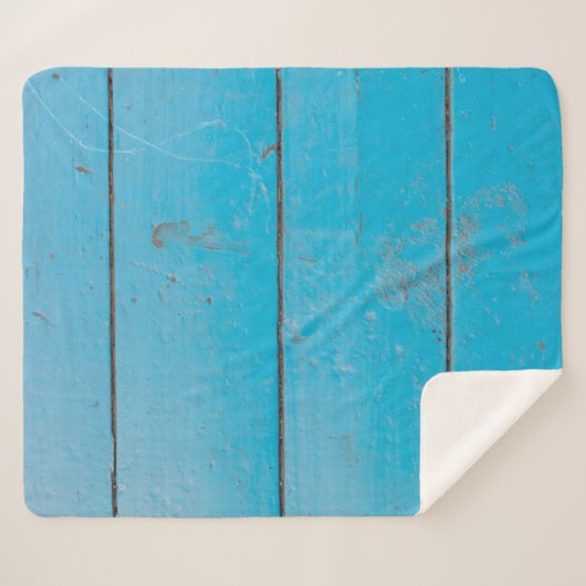 ライトブルーのアクアマリン新鮮なヴィンテージ木材ダスティフロ シェルパブランケット (正面(横))