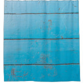 ライトブルーのアクアマリン新鮮なヴィンテージ木材ダスティフロ シャワーカーテン (正面)