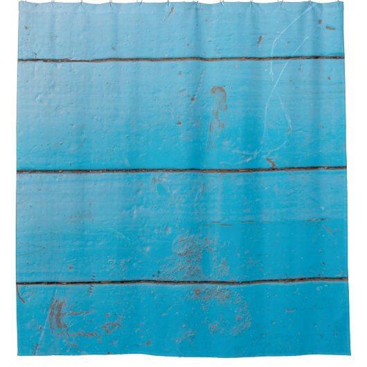 ライトブルーのアクアマリン新鮮なヴィンテージ木材ダスティフロ シャワーカーテン (正面)
