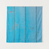 ライトブルーのアクアマリン新鮮なヴィンテージ木材ダスティフロ タペストリー (正面(横))