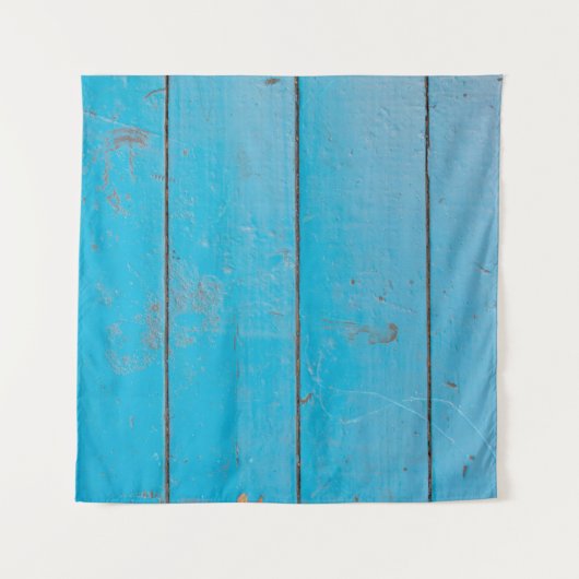 ライトブルーのアクアマリン新鮮なヴィンテージ木材ダスティフロ タペストリー (正面(横))