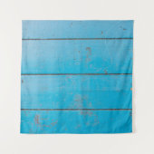 ライトブルーのアクアマリン新鮮なヴィンテージ木材ダスティフロ タペストリー (正面)