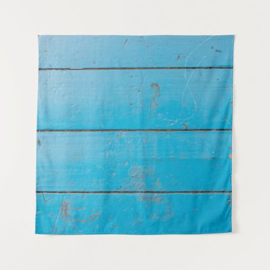 ライトブルーのアクアマリン新鮮なヴィンテージ木材ダスティフロ タペストリー (正面)