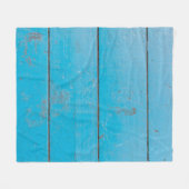 ライトブルーのアクアマリン新鮮なヴィンテージ木材ダスティフロ フリースブランケット (正面(横))