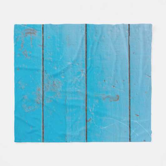 ライトブルーのアクアマリン新鮮なヴィンテージ木材ダスティフロ フリースブランケット (正面(横))