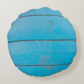 ライトブルーのアクアマリン新鮮なヴィンテージ木材ダスティフロ ラウンドクッション (裏面)