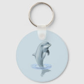 ライトブルーのイルカとモノグラム キーホルダー (裏面)
